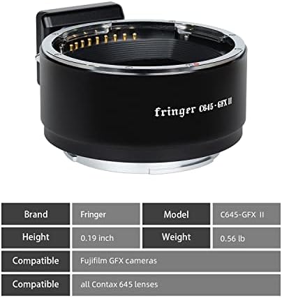 Преходни Пръстен за закрепване на камерата Fringer C645-GFX II Smart Adapter с автоматично фокусиране, Съвместим с всички обективи Contax 645 адаптери за фотоапарати Fuji GFX100/100S/GFX50S/50R/50