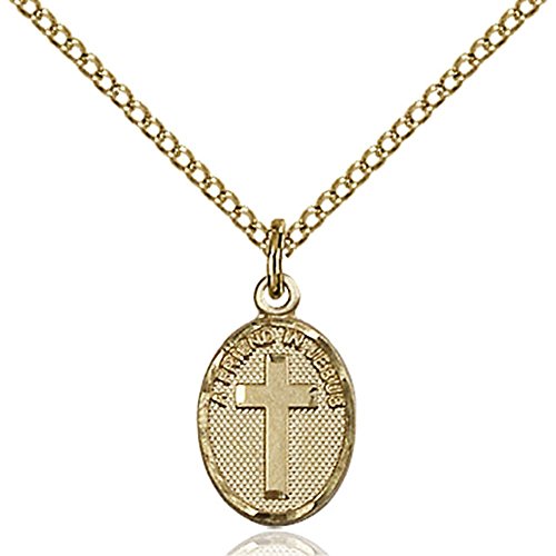 Окачване Приятел под формата на кръст на Исус със златен пълнеж 1/2 x, 1/4 инча с лек веригата със златен пълнеж