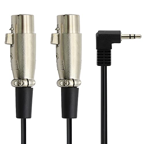 PNGKNYOCN 3,5 мм на Двойно XLR Y-разветвительному кабел 90 градуса 1/8TRS Стерео до 2 XLR Гнездовому Микрофонному кабел за професионално аудиооборудования, като микрофони, запис
