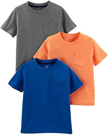 Тениски Simple Joys by Carter's, за бебета, деца и момчета с къси ръкави и червени джобове, опаковки от 3
