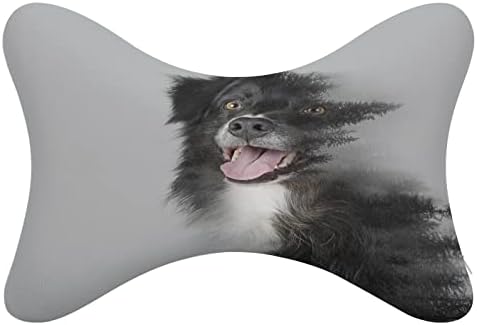 Сладко Черно Куче и Мъглива Гора Автомобилната въздушна Възглавница за Шията от 2 Възглавници под формата на Костите Авто облегалката