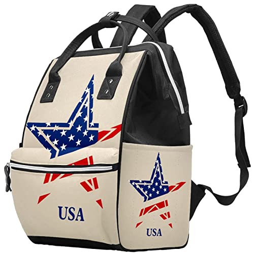 САЩ Звезда Логото на Бебешката Чанта-Тоут Мумия Раница с Голям Капацитет Чанта за Памперси Кърмещи Пътна Чанта за Грижа за Детето