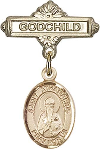 Детски икона Jewels Мания с надпис St . Амулет Атанасий и Иконата Кръщелник | Иконата за Бебе от 14-каратово злато със знак Св.