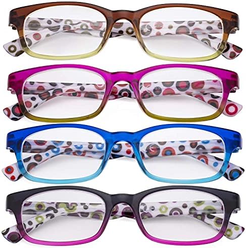 Eyekepper 4 Опаковки Очила за Четене с Шарени Износител на точки Модни Очила за Четене за Жените За Четене