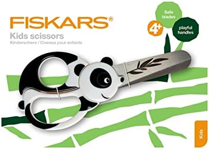 Детски ножици за животни Fiskars с шарките на Пандите, от 4 години Дължина: 13 см, За дясна ръка и за лява ръка, Нож от неръждаема