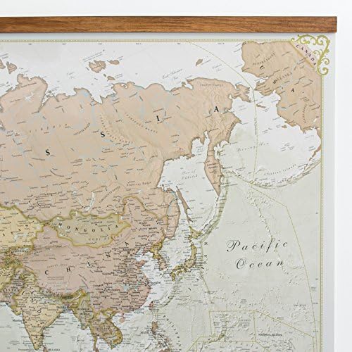 Карта Международна Гигантска карта на света - Античен Плакат с карта на света - Ламиниран – 46 x 77,5