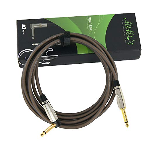 Китара кабел Dalonfy 10 фута Инструментален кабел 1/4 инча под Прав ъгъл 6,35 мм Позлатен Щепсел Електрически Инструмент Бас кабел