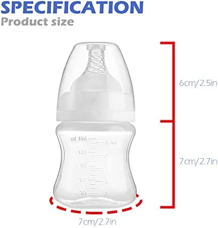 Бутилка за ръчно молокоотсоса Elfzone - 3 бр. - Детска бутилка с широко гърло за Лилаво ръчно молокоотсоса, Допълнителна бутилка за хранене с кърма за деца, 0-12 месеца, шир