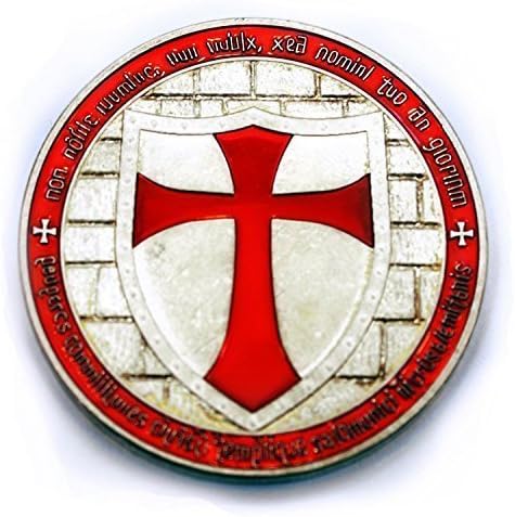 Равноденствие г-Н Незабравим Рицарски Кръст на ордена на Тамплиерите Масонская Монета Масона Червен Емайл с Футляром