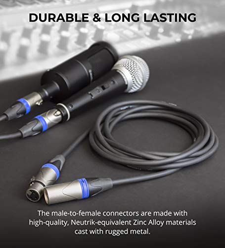 20-Крак Балансный XLR кабел Blucoil Audio с медна тел 24 AWG и обвивка от PVC - 3-Пинов кабел микрофон тип Баща-майка за аудиоинтерфейсов,