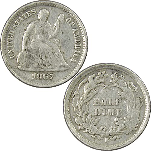 1867 S Seated Liberty Half Dime Изключително коварен 90% Сребро 5c Артикул: INPC1