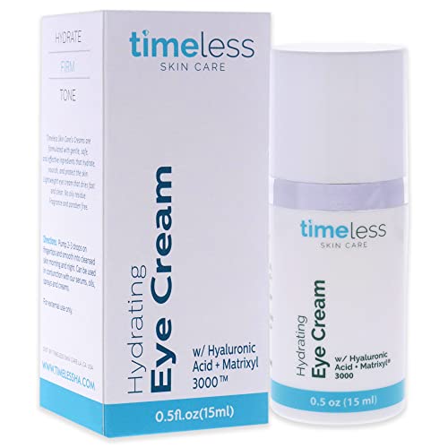 Хидратиращ крем за очи Timeless Skin Care - 0,5 грама - Намалява подпухналостта и фини бръчки - Съдържа хиалуронова киселина за