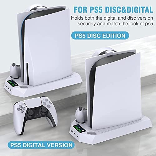 Поставка S и H за PS5 и станция на охлаждане с Зареждащата станция с две контролери за конзолата Playstation 5, аксесоари за PS5