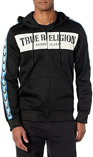 Мъжки hoody с качулка True Religion от дамасской плат с цип