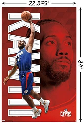 Плакат на стената Trends International НБА Лос Анджелис Клипърс - Kawi Леонард 19, 22,375 x 34, версия без рамка