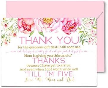 Пощенски картички, с благодарност за детската душа с флорални мотиви в къща (15 броя), Предварително напълнени с бележка от момичета