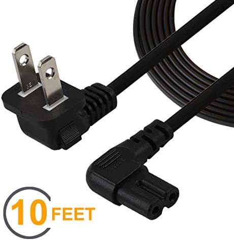Захранващ кабел за телевизора, 6 фута /1.8 метра с двоен наклон (L-образен ъгъл) IEC 320 C7 - Nema 1-15П захранващ Кабел за променлив ток, NISPT-2 18AWG 2-Слотный 90-градусов захранващ ка