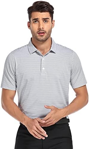 DEOLAX Мъжка Риза За Голф С Къс Ръкав, Абсорбиращи Влагата Ризи Поло в Райе за Мъже Dry Fit Performance Golf Polos Тениска