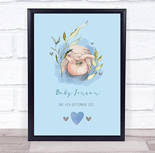 Печат на Подарък за спомен от бременността бебето Син цвят, С период на раждането