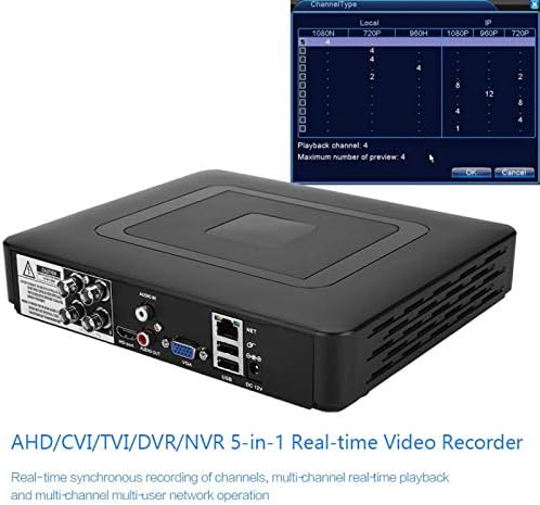 HUANGXING - Рекордер, dvr за видеонаблюдение HD 1080P, 4-канален Хибриден възпроизвеждане на видео за дома (100-240 В по правилата