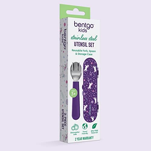 Комплект съдове за готвене от неръждаема стомана Bentgo® - за Многократна употреба, вилица, лъжица и калъф за съхранение - Висококачествена