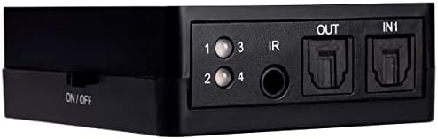 Преминете Monoprice Blackbird Toslink S/PDIF 4x1 с IR дистанционно управление, захранване от USB, 4 входа, 1 изход, Например, за