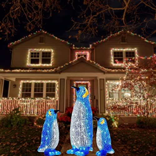 Коледна декорация с осветление във формата на Пингвин, Акрилни Коледни Украшения във формата на Пингвин С мини-Подсветка, Led Светлини с предварително Осветление на