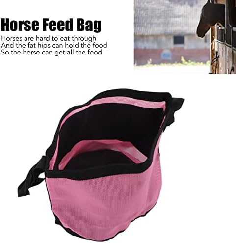 Чанта за храна GLOGLOW за коне, Мрежест Носа чанта за храна със защита от разливане за Хранене на Зърно, прах добавка (Розов)