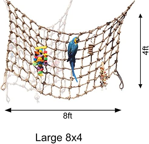Мрежа за катерене по въже за папагали (Изберете размер) (Голяма 8x4ft)