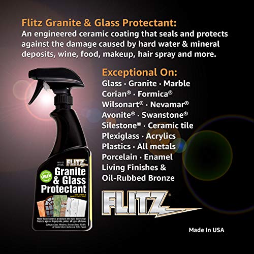 Препарат за почистване на гранитния стъкло Flitz + Лак, Безопасно за храни, Мощна формула Карнаубского восък за почистване, полиране и защита на повърхности за кухня и