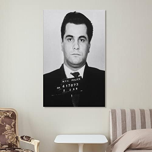 Джон Готи Плакат на Шефа на Мафията Черно-Бял печат на снимки Платно Стенни Артистични Щампи за decor Декор на Стая Декор Спални Подаръци 24x36 инча (60x90 см) Рамка