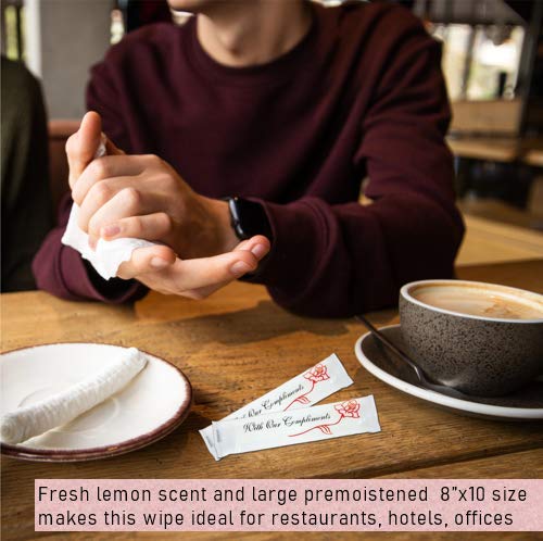 Салфетки Diamond Wipes Предварително навлажнени кърпички за ръце - Лого С нашите комплименти 10x8 см, много Дебела опаковка с аромат на лимон, 250 мокри кърпички в индивидуал