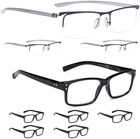 LUR 3 опаковки очила за четене в полукръгла рамка + 6 опаковки класически очила за четене (само за 9 двойки ридеров + 2,75)