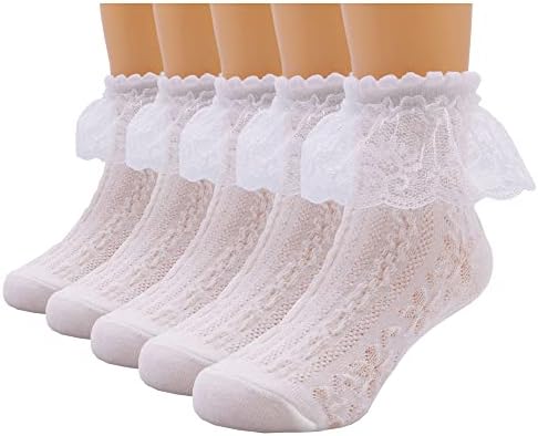 Xiyadun/ 5 Чифта Памучни Чорапи за деца и малки Момичета с Кружевными къдри на Глезените