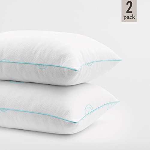 Възглавница за легла от MARTHA STEWART, наситен охлаждаща плат, от пяна с памет ефект за всички видове сън, Стандартна / Двойно, Комплект от 2 възглавници, Бяла, 28 x 20