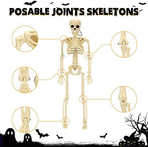 Festisoul 5 Опаковане. Скелет за Декорация за Хелоуин на Открито 16 Цялото Тяло Подвижни Ставите Скелети Играчки за парти в чест на Хелоуин Висящи Скелети Череп на Интери