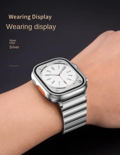Титан каишка Danmus, съвместим с Apple Watch Ultra Band, 49 мм Титан Метална каишка за часовник с извити катарама, Съвместим с Apple