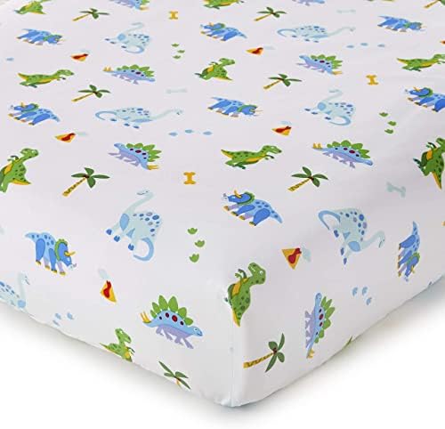 Комплект Чаршафи за бебешко легло от памук Wildkin с Плюшено Каре (Страната на Динозаврите)