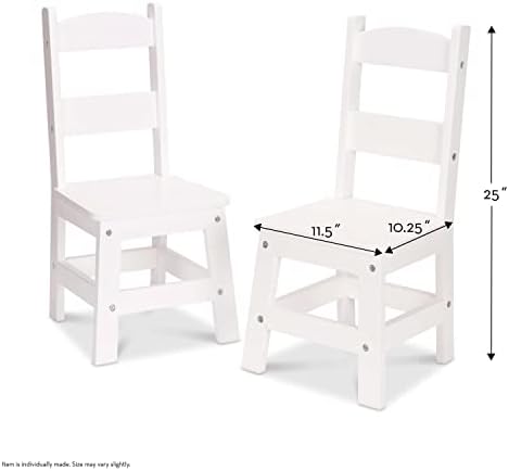 Дървени столове Melissa & Doug, Комплект от 2 теми - Бели мебели за игри стая - Детски Игрални столове, Столове за занимания с дете, Детски мебели