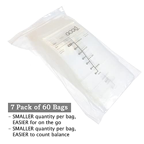 Торбички за съхранение на кърма ULTRA Value Pack тегло 420 карата (7 опаковки по 60 пакетчета) - 7 грама, ВСЕКИ ПРЕДВАРИТЕЛНО СТЕРИЛИЗОВАН гама-радиация, не съдържа BPA, фланец, с