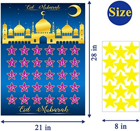Валута Украса на Рамадан 2023 Календар Рамадан Ейд Календар за Обратно броене от 30 подлежат на повторна употреба Звездите Календар