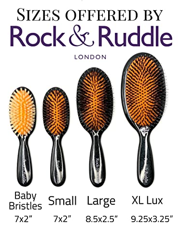 Мека бяла гребен Rock & Ruddle от естествена четина къщичка за бебета и малки деца (Baby 6,9 инча) - идеален за разнищване и изглаждат фините коса - Проектирани и произведени в