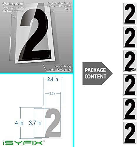 iSYFIX Черни Винилови етикети № 2 (две) - 6 x 4 инча - Висококачествена стикер със светлоотразителен фон, предварително разнесенная