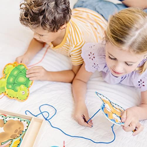 Комплект за практикуване на дантела и трассировкой Melissa & Doug: Домашни любимци - 5 дървени панели и 5 еднакви връзки Играчки за връзване, за деца, карта за развитие на м?