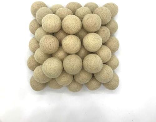 Пухкава топки от естествена кафява вълна | (50) Помпоны | вълна | Мека Неутрална-Бежово Помпоны, направени ръчно в Непал за