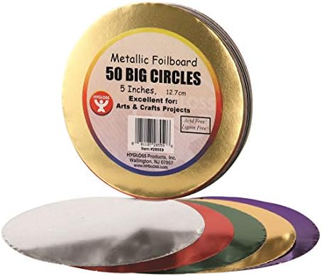 Продукти Hygloss 50 метални кръгове 5 Балони кръгове - 50 бр., червено зелено синьо злато и сребро