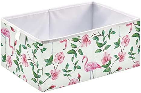 Emelivor Кутия за съхранение на кубчета с Фламинго, Сгъваеми кутии за съхранение, Водоустойчив кош за играчки, органайзер за кубчета,