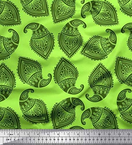 Тъкан от зелен futon джърси Soimoi, щампи от зелената тъкан пейсли ширина на парцела 58 инча
