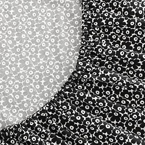 Спално бельо Marimekko - King, Комплект спално бельо от памук и Перкаля, Свеж и Хладен Декор за дома (Pikkuinen Unikko Black, 4