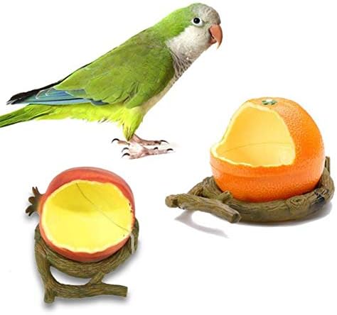 Baoer Уникална плюшена ясла за птици под формата на портокал/нар, контейнер за храна за птици, купа за хранене, поилки, оранжево
